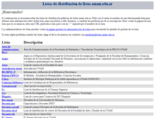 Tablet Screenshot of listas.unam.edu.ar